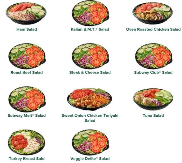 Subway Salads Menu USA